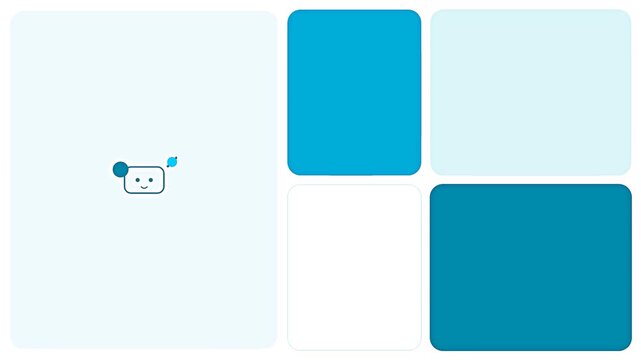 Friendly AI robot icon with animated interface circles