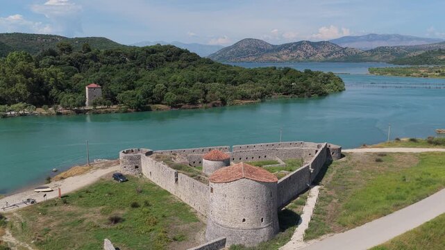 Aerial view of Castle of Ali Pasha in Butrint, Albania.
