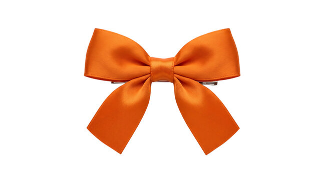 Elegant orange satin bow ribbon for Halloween gifts autumn party decorations seasonal packaging festive crafts and holiday wrapping isolated on transparent background