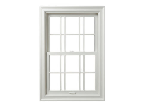 White vinyl double hung window with glass panels