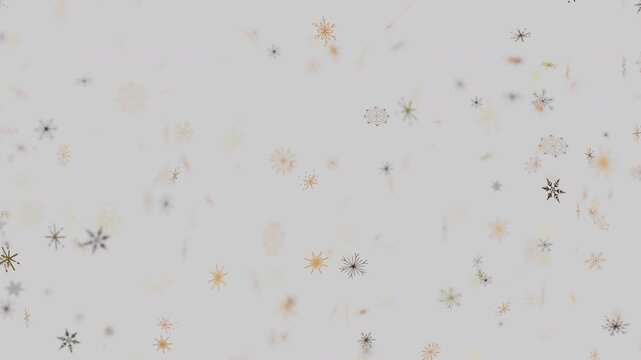 Stylized vintage snowflakes falling on a light grey background