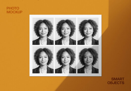 Orange Passport Photo Strip Mockup For Branding And Personal Design