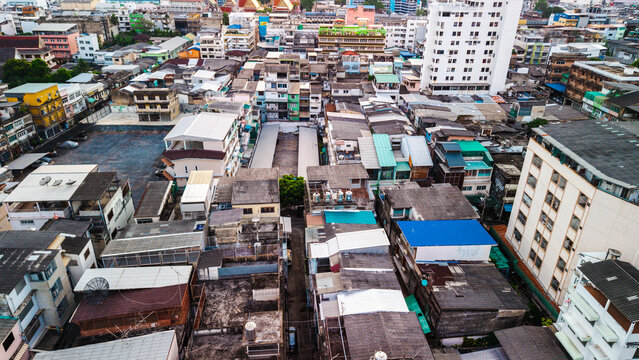 Dense Bangkok Rooftop Cityscape Viewed from Above