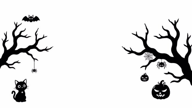 Halloween Vibes Background Animation with Spooky Elements on Transparent Alpha Channel