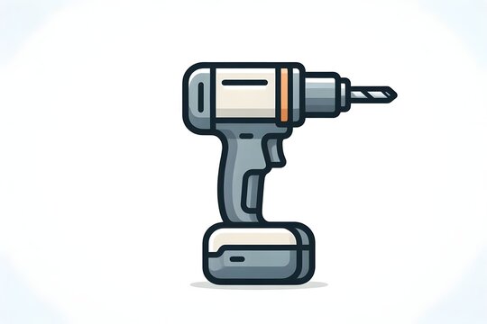 Electric cordless drill vector illustration flat design power tool drill icon isolated on white background