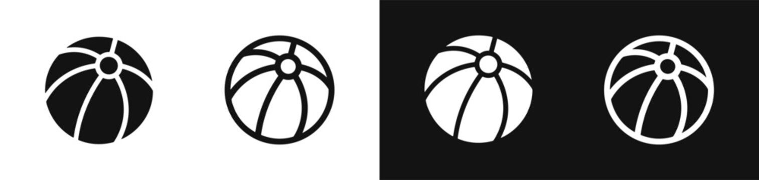 Inflatable Beach Ball Summer Game Icon Set in Outline and Solid Vector Design