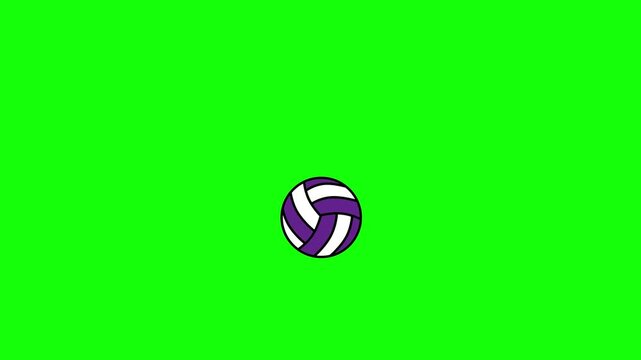A volleyball ball on green background and screen with it the letter v green screen animated chromakey background colorful frame layers design elements cartoonish style illustration