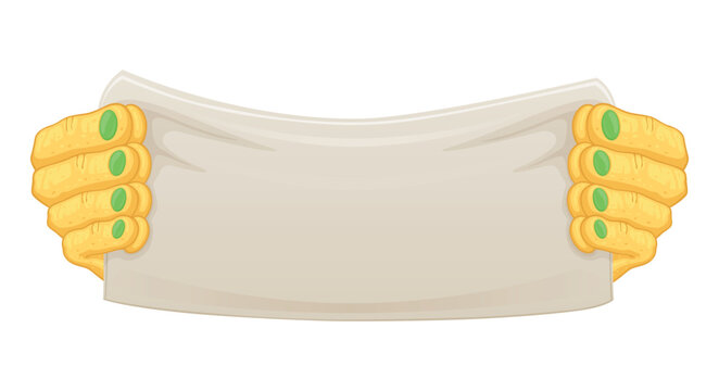 Halloween banner with monster hands holding a blank sign for decorations or events
