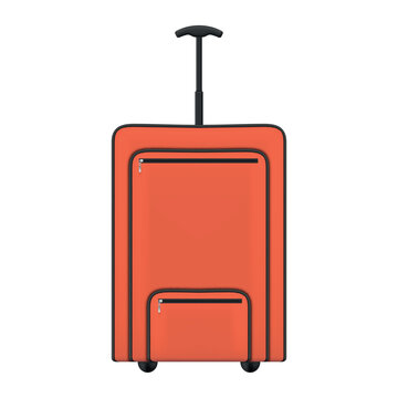 An illustration of a wheeled travel suitcase with a retractable handle, designed for the convenient storage and transport of belongings.