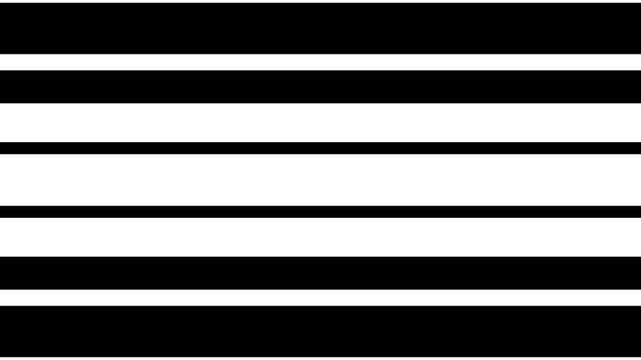 Horizontal blinds stripe wipe transition seamless loop on black background, twelve white bars closing to cover the full screen twice, 4K luma matte overlay