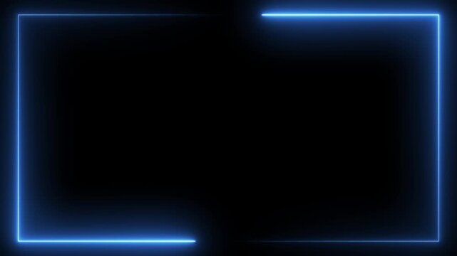 Animation of glowing neon rectangles abstract background. Abstract glowing neon light rectangle border frame animation, abstract glowing neon rectangle border frame. Square rectangle picture frame 