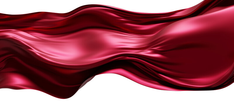 Luxury red wine fabric flowing isolated on transparent background 3D render