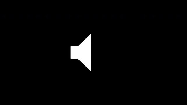 Speaker icon animated, Animated speaker sound volume icon with expanding wave loop on Black Background. 4K video