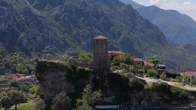 Aerial view of Kruja Castle Hammam, Albania.