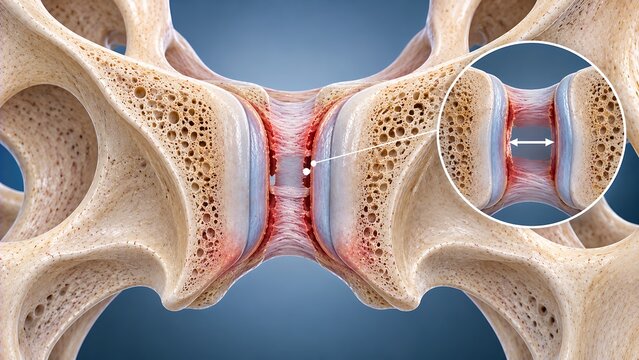 Intervertebral disc degeneration with a damaged spinal disc