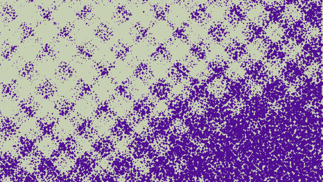 Purple halftone grunge texture presents a speckled pattern against a pale green backdrop distressed