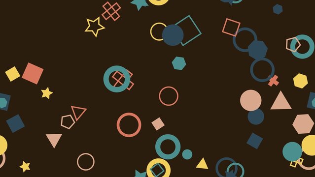 pattern geometric horizontal Abstract Geometric Shapes Pattern Background with Stars Circles Squares Hexagons and Triangles in Retro Colors