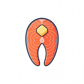 Modern Vector Illustration of Butter-Topped Salmon Steak for Digital Recipe