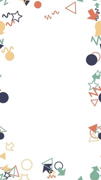 pattern confetti Colorful abstract geometric shapes frame on white background vector illustration