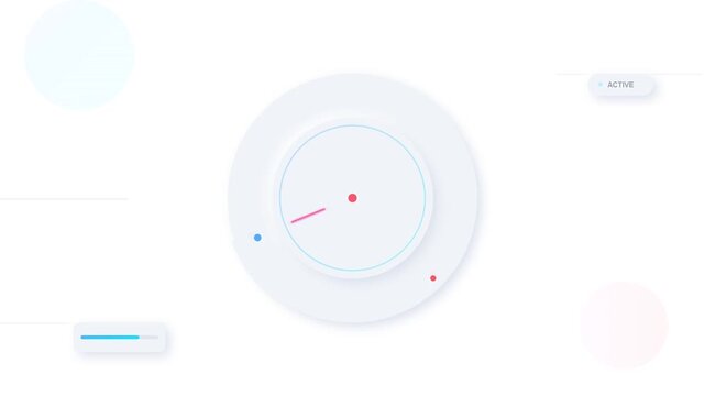 Abstract futuristic dashboard dial with neon indicators and motion