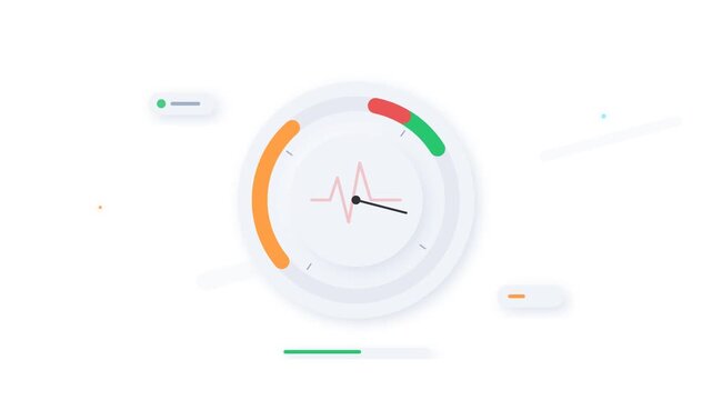 Futuristic speed gauge indicator with heartbeat line animation