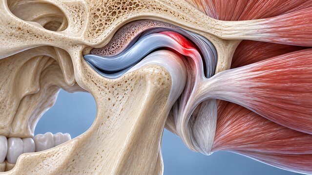 Hip joint with inflamed labrum and surrounding tendon structures
