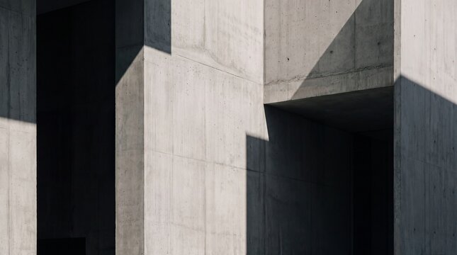 Modern Brutalist Concrete Architecture with Geometric Shadows