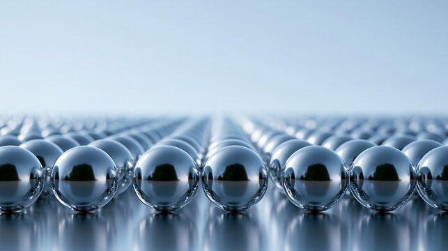 Abstract Chrome Metal Spheres in Perspective Grid