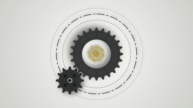 Rotating technical gear mechanism turning seamless loop motion