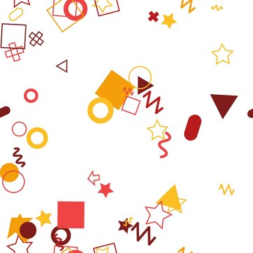 pattern memphis square colorful abstract shapes and symbols in red yellow