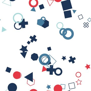 pattern geometric square Geometric shapes and symbols in red blue and white