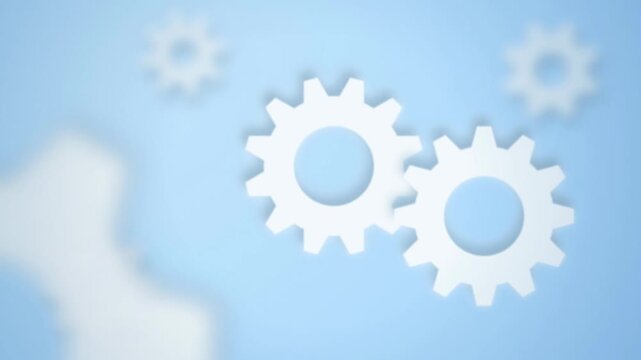 White paper interlocking gears seamless loop motion background