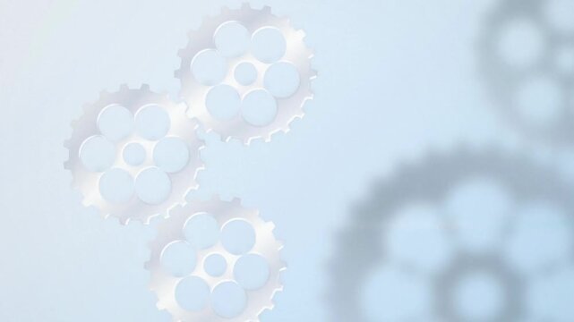 Silver gears turning together seamless loop motion background