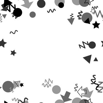pattern confetti square Black and Gray Abstract Geometric Shapes and Confetti Falling Party Elements on White Background