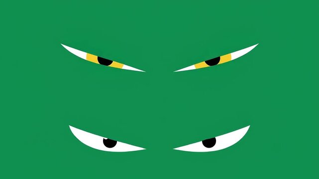 Cartoon eyes blinking on green screen. Animated cartoon eyes blinking for character design or video editing