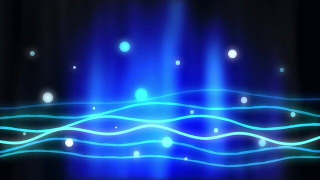 Abstract glowing blue waves and particles, digital energy flow, futuristic background loop