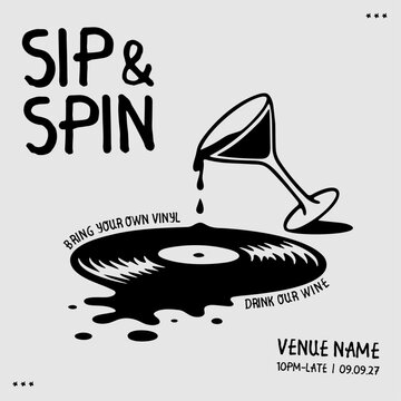 Vinyl record poster flier, wine event
