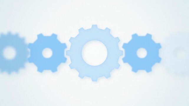 Light blue 3D cogs spinning seamless loop motion background