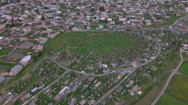 Aerial view of Noratus Cemetery, Armenia.
