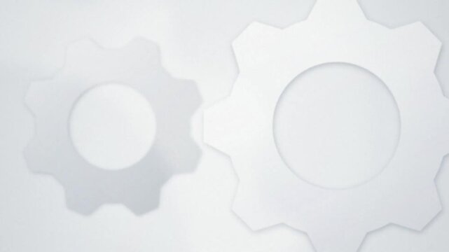 Minimalist paper gear cogs rotating seamless loop motion background