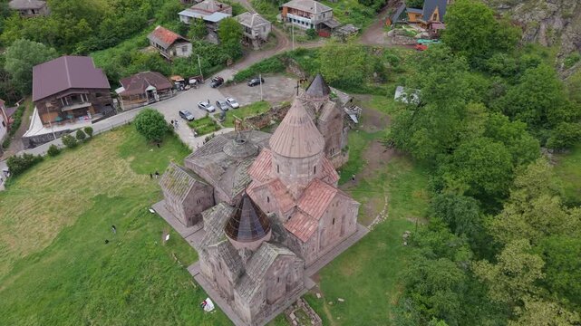 Aerial view of Goshavanq Monastery in Gosh, Armenia.