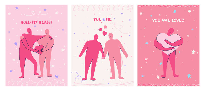 Playful Pink Love Vector Card Set