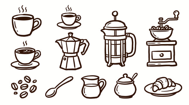 Vintage Coffee Shop Doodle Colle&hellip; SVG vector illustration collection with premium hand drawn decorative elements, creative graphic design assets for branding, crafts, printing, digital projects and mo
