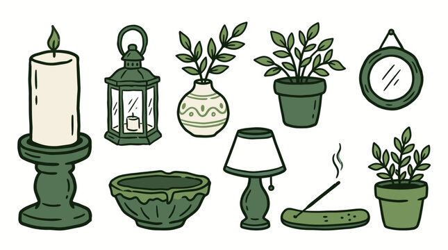 Vintage Candle And Decor Collection SVG vector illustration collection with premium hand drawn decorative elements, creative graphic design assets for branding, crafts, printing, digital projects and