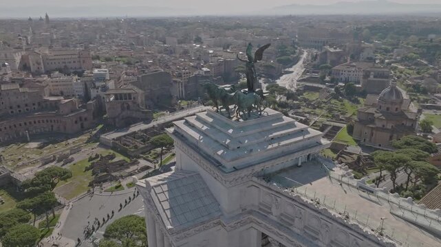 Aerial view of Monument to Victor Emmanuel II in Rome, Italy.