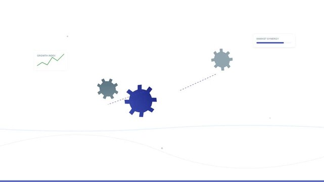 Corporate business growth concept with rotating gears and line charts