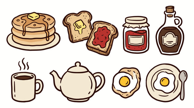 Vintage Breakfast Doodle Collection SVG vector illustration collection with premium hand drawn decorative elements, creative graphic design assets for branding, crafts, printing, digital projects and