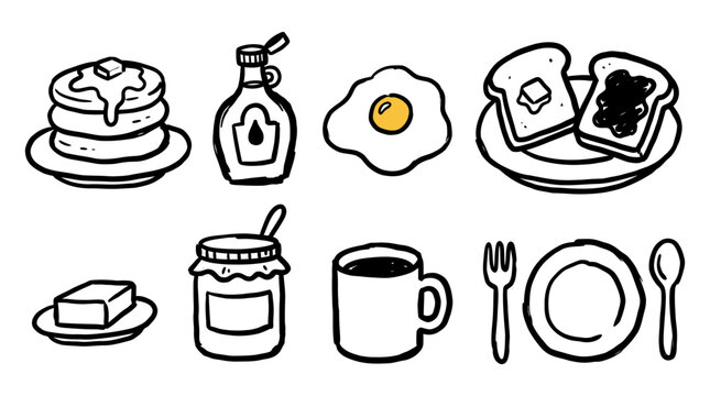Vintage Breakfast Doodle Collection SVG vector illustration collection with premium hand drawn decorative elements, creative graphic design assets for branding, crafts, printing, digital projects and