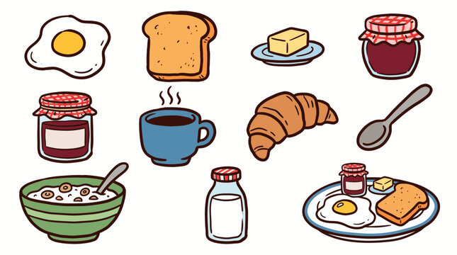 Vintage Breakfast Doodle Collection SVG vector illustration collection with premium hand drawn decorative elements, creative graphic design assets for branding, crafts, printing, digital projects and