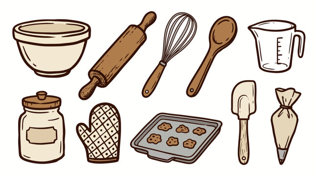 Vintage Baking Tools Collection &hellip; SVG vector illustration collection with premium hand drawn decorative elements, creative graphic design assets for branding, crafts, printing, digital projects and mo